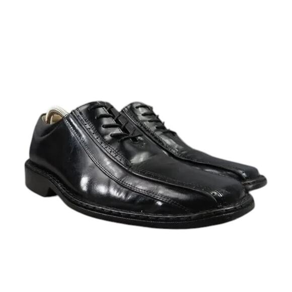 Stacy Adams Shoes Mens 7.5 Oxford Square Bicycle Toe Leather Retro Classic Black - Picture 1 of 16